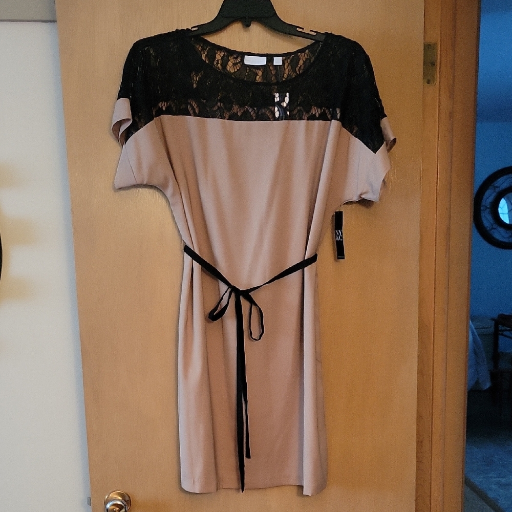 New York & Company Black and Tan Mini Dress